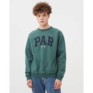 By Parra College‎ Crewneck Sweatshirt Embroidered Logo Raglan Sleeve Green Small